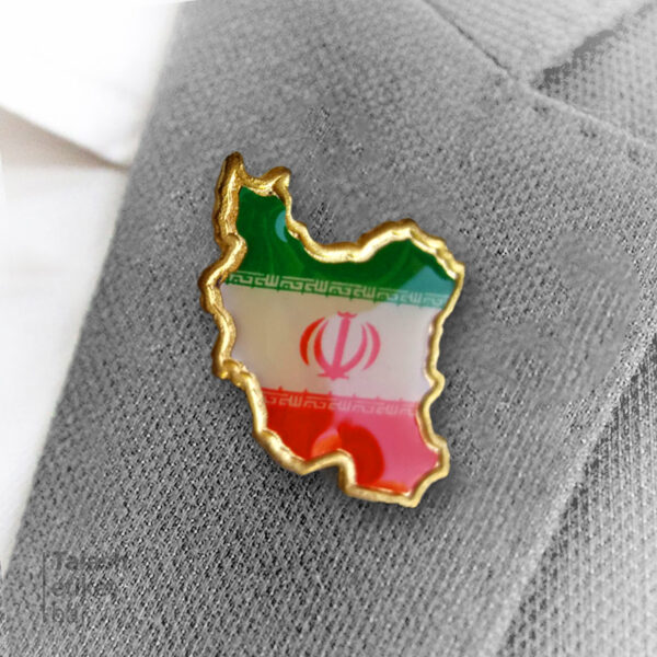 نشان پرچم ایران پلی استر طلایی و رنگی پشت آهنربا #1010
