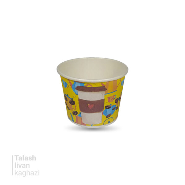 لیوان کاغذی ( یکبار مصرف ) 120 سی سی تک جداره گلاسه با چاپ اختصاصی 1000 عددی T6002